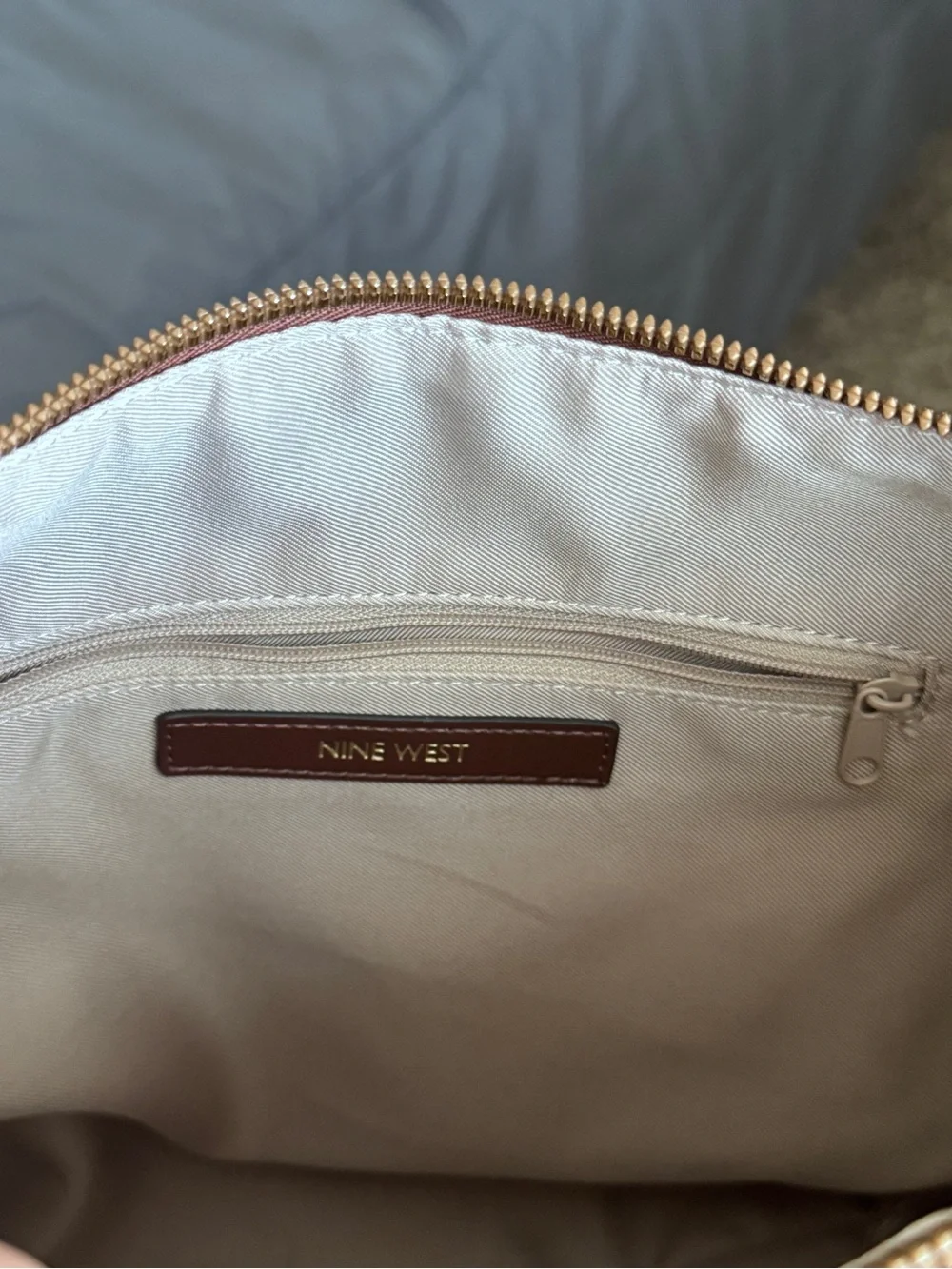 Nine West brown Suede Hobo with Dark Leather Trim
